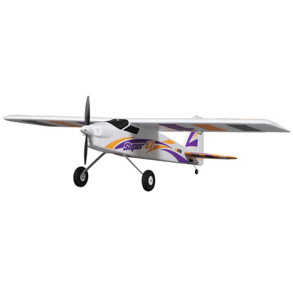 FMS Super EZ V4 RC airplane with purple accents and propeller