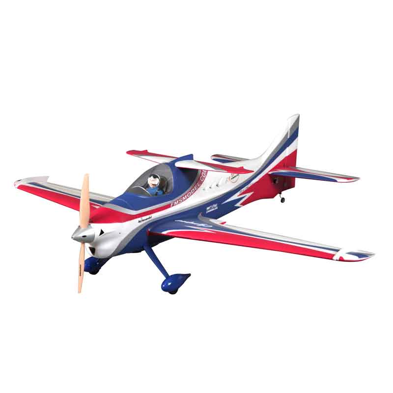 FMS 1400mm F3A Olympus aerobatic airplane in red, white, and blue colors
