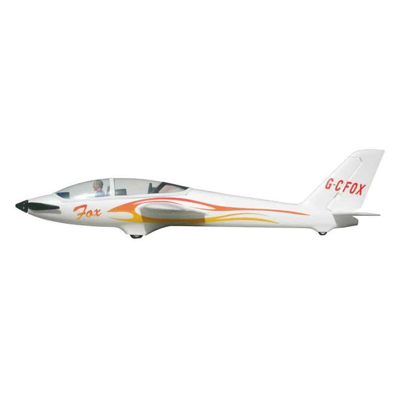 FMS 2300mm FOX V2 Glider side profile with orange accents