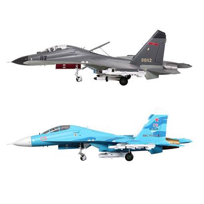 FMS SU-27 fighter model in grey and blue paint schemes, showcasing detail
