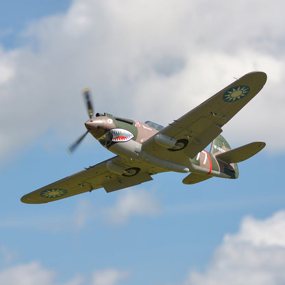 P-40B Warhawk Flying Tiger RC airplane soaring in the sky