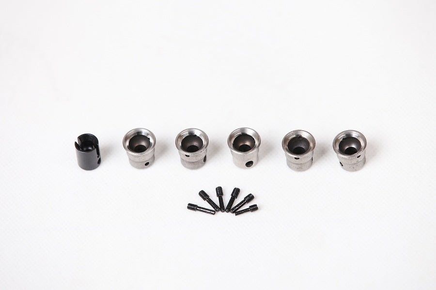 1:6 drive cup set with five metal cups and screws for RC vehicles.