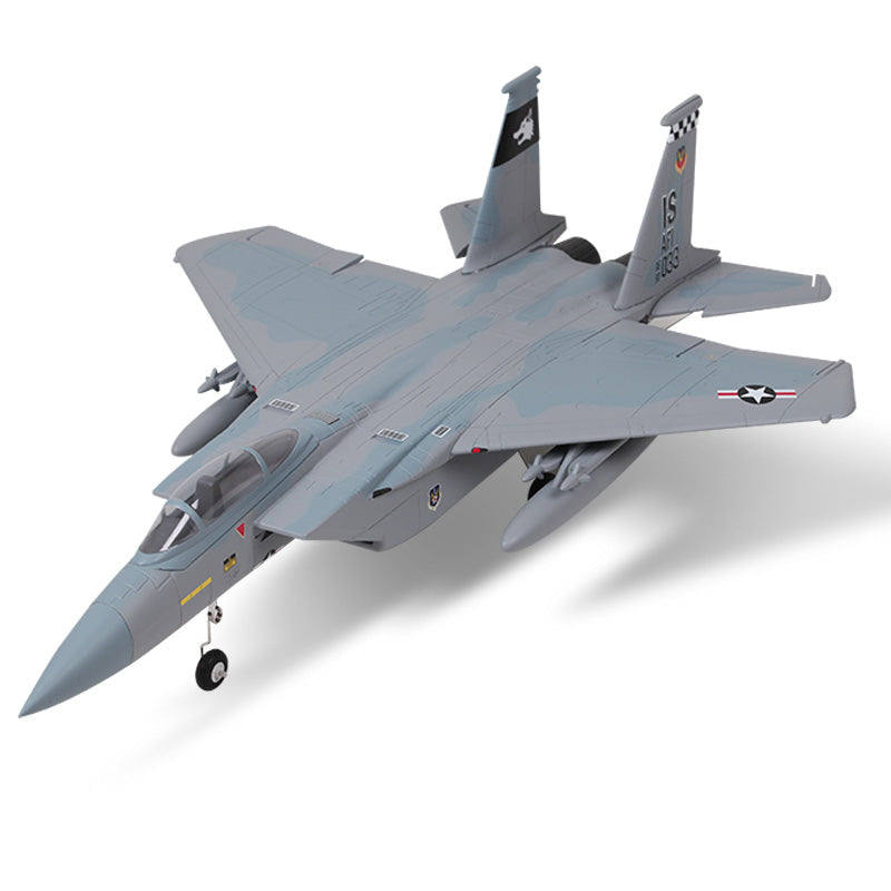 FMS 64mm EDF F-15 V2 model airplane with landing gear and detailed gray design