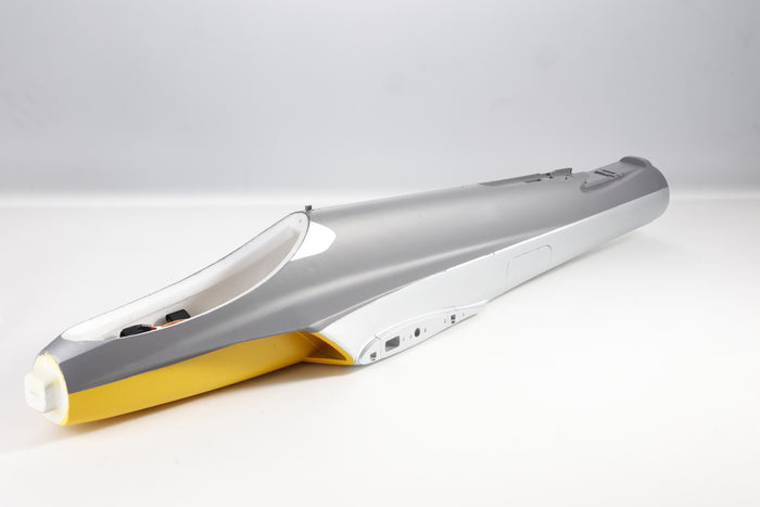 64mm Futura fuselage in gray and yellow with streamlined design for RC aircraft