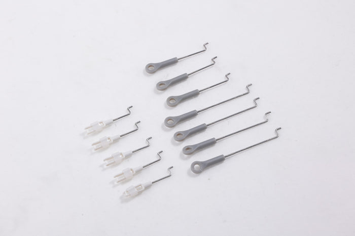 Set of 10 grey linkage rods with connectors for RC models