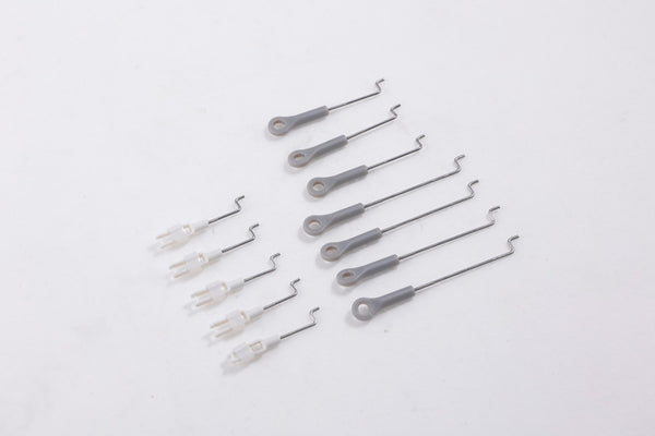 Set of 10 grey linkage rods with connectors for RC models