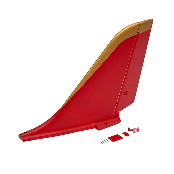 90mm Avanti vertical stabilizer in red with gold tip and assembly parts