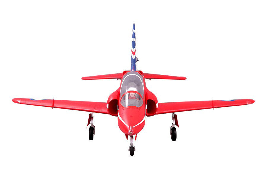 Red Hawk RC jet model with detailed cockpit and striking aerodynamic design
